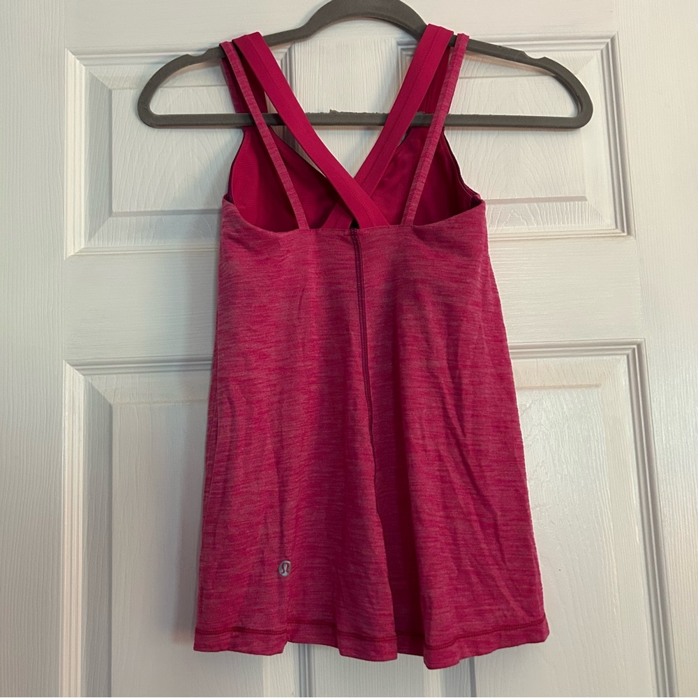 Lululemon Pink Tank Top Built in Bra Strappy Loose 4